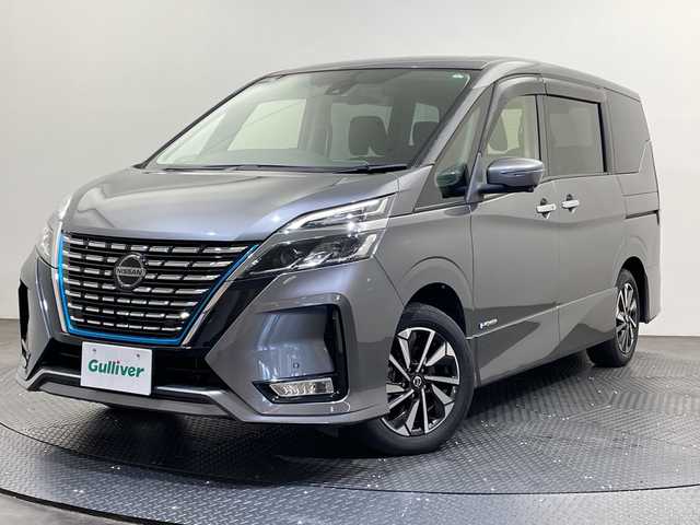 日産 セレナ e－パワー ハイウェイスター V 愛媛県 2021(令3)年 2.1万km ダークメタルグレー １０型ナビ/フルセグ／Ｂｌｕｅｔｏｏｔｈ／ＵＳＢ/全方位カメラ/１１型後席モニター/ＥＴＣ/前方ドライブレコーダ－/レーダークルーズコントロール/両側パワースライドドア/ブラインドスポットモニター/前後コーナーセンサー/レーンキープアシスト/衝突軽減ブレーキ/デジタルインナーミラー