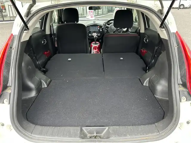 日産 ジューク 15RX タイプV 道央・札幌 2014(平26)年 6.5万km ブリリアントホワイトパール 純正SDナビ/FM/AM/CD/DVD/フルセグ/バックカメラ/ETC/プッシュスタート/スマートキー/スペアキー/電格ミラー/ヘッドライトレベライザー/アイドリングストップ/AAC/ドアバイザー/Wエアバッグ