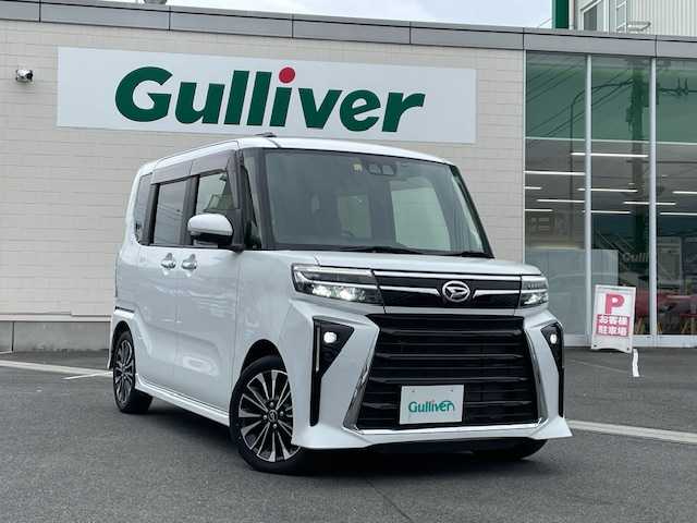 ダイハツ タント カスタム RS 静岡県 2022(令4)年 2.6万km シャイニングホワイトパール ●純正ディスプレイオーディオ/(フルセグ/Bluetooth/AppleCarPlay)/●全方位カメラ/●前席シートヒーター/●衝突軽減ブレーキ/●レーンキープアシスト/●レーダークルーズコントロール/●後方コーナーセンサー/●電動パーキングブレーキ/●オートブレーキホールド/●アイドリングストップ/●LEDライト/●オートライト/●フォグランプ/●革巻きステアリング/●ステアリングスイッチ/●ETC/●前後ドライブレコーダー/●フロアマット/●ドアバイザー/●横滑り防止装置/●スマートキー/●プッシュスタート/●純正15インチアルミホイール/●W＋サイド＋カーテンSRS＋ABS/●取扱説明書