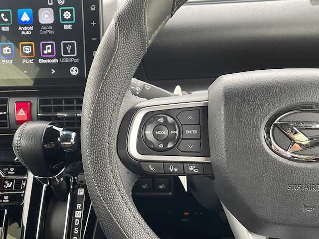 ダイハツ タント カスタム RS 静岡県 2022(令4)年 2.6万km シャイニングホワイトパール ●純正ディスプレイオーディオ/(フルセグ/Bluetooth/AppleCarPlay)/●全方位カメラ/●前席シートヒーター/●衝突軽減ブレーキ/●レーンキープアシスト/●レーダークルーズコントロール/●後方コーナーセンサー/●電動パーキングブレーキ/●オートブレーキホールド/●アイドリングストップ/●LEDライト/●オートライト/●フォグランプ/●革巻きステアリング/●ステアリングスイッチ/●ETC/●前後ドライブレコーダー/●フロアマット/●ドアバイザー/●横滑り防止装置/●スマートキー/●プッシュスタート/●純正15インチアルミホイール/●W＋サイド＋カーテンSRS＋ABS/●取扱説明書