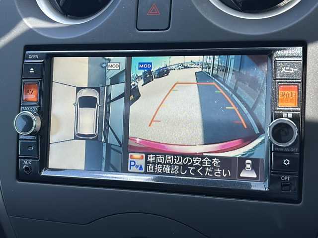 日産 ノート X FOUR Vセレ +セーフ 山形県 2014(平26)年 2.7万km ラディアントレッド 4WD/衝突被害軽減システム/純正ナビ/（Bluetooth/CD/DVD/フルセグ)/踏み間違い衝突防止アシスト/レーンキープアシスト/横滑り防止装置/アラウンドビューカメラ/インテリジェントルームミラー/自動防眩式ルームミラー/前後コーナーセンサー/LEDオートヘッドライト/ヒーターミラー/電動格納ミラー/ウィンカーミラー/純正アルミホイール/純正フロアマット/スマートキー/ドアバイザー