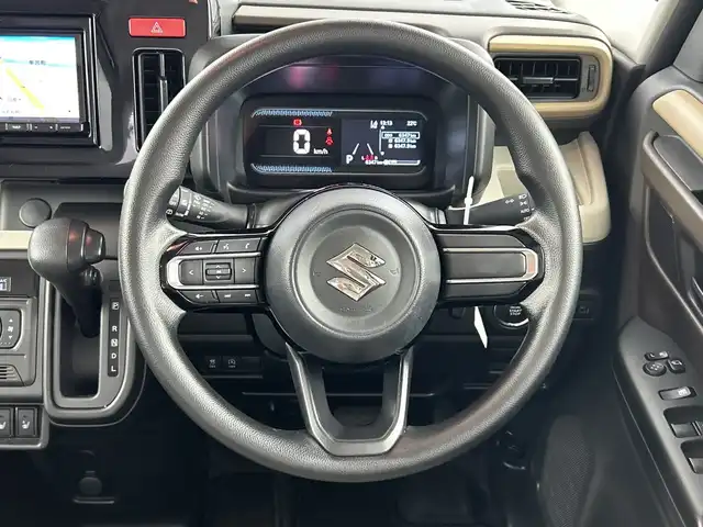 スズキ スペーシア HYBRID X 愛知県 2024(令6)年 0.7万km シフォンアイボリーM 禁煙車/ワンオーナー/7インチナビ/（AM/FM/Bluetooth）/バックカメラ/スズキセーフティサポート/・衝突軽減ブレーキ/・レーンキープアシスト/・オートマチックハイビーム/コーナーセンサー/ドライブレコーダー/ETC/シートヒーター/ベンチシート/両側パワースライドドア/アイドリングストップ/純正フロアマット/LEDヘッドライト/横滑り防止装置/オートエアコン/スマートキー/プッシュスタート