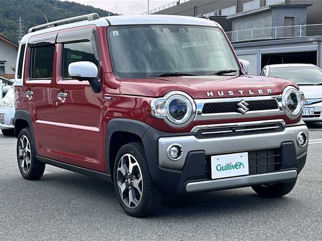 スズキ ハスラー Jスタイル 山梨県 2021(令3)年 3.2万km フェニックスレッドパール/ホワイト2トーンルーフ スズキセーフティサポート/　・デュアルカメラブレーキサポート/　・車線逸脱警報機能/　・パーキングソナー/　・横滑り防止装置/　・ハイビームアシスト/純正ナビ/　(CD/DVD/USB/SD/BT/フルセグ)/全方位モニター/LEDオートライト/LEDフォグランプ/ハーフレザーシート/シートヒーター/純正15インチアルミホイール/ルーフレール/コーナーセンサー/4WD/スマートキー/ETC