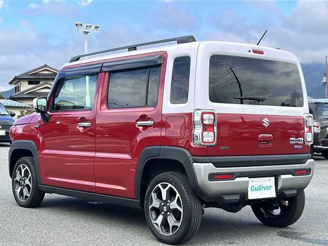 スズキ ハスラー Jスタイル 山梨県 2021(令3)年 3.2万km フェニックスレッドパール/ホワイト2トーンルーフ スズキセーフティサポート/　・デュアルカメラブレーキサポート/　・車線逸脱警報機能/　・パーキングソナー/　・横滑り防止装置/　・ハイビームアシスト/純正ナビ/　(CD/DVD/USB/SD/BT/フルセグ)/全方位モニター/LEDオートライト/LEDフォグランプ/ハーフレザーシート/シートヒーター/純正15インチアルミホイール/ルーフレール/コーナーセンサー/4WD/スマートキー/ETC