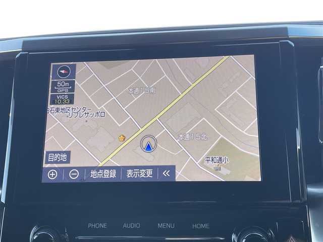 トヨタ アルファード S タイプゴールドⅡ 道央・札幌 2022(令4)年 1.6万km ブラック ・４WD/・衝突軽減ブレーキ/・両側パワースライドドア/・純正ナビ/　CD＆DVD＆BT＆TV/・バックカメラ/・フリップダウンモニター/・パワーバックドア/・ハーフレザーシート/・レーダークルーズコントロール/・コーナーセンサー/・レーンキープアシスト/・アイドリングストップ/・純正エンジンスターター/・前後ドライブレコーダー/・MT付AT/・ビルトインETC/・オートエアコン/・オートライト/・オートリトラミラー/・プッシュスタート/・スマートキー/・オートハイビーム/・デジタルインナーミラー/・ブラインドスポットモニター/・純正フロアマット/・ドアバイザー/・ウインカーミラー/・フォグライト/・スペアキー×１