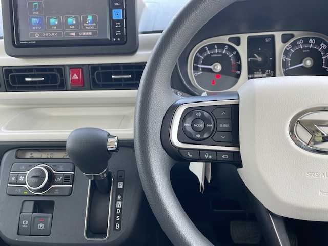 ダイハツ ムーヴ キャンバス ストライプス G 静岡県 2023(令5)年 0.8万km シャイニングホワイトパール/レイクブルーメタリック ●純正ナビ/(NMZK-W73D)/(フルセグ/CD/DVD/Bluetooth)/●全方位カメラ/●前席シートヒーター/●衝突被害軽減システム/●レーンキープアシスト/●電動パーキングブレーキ/●オートブレーキホールド/●前後コーナーセンサー/●ETC/●両側パワースライド/●ステリングスイッチ/●ホットドリンクホルダー/●USBポート/●W＋サイドSRS＆ABS