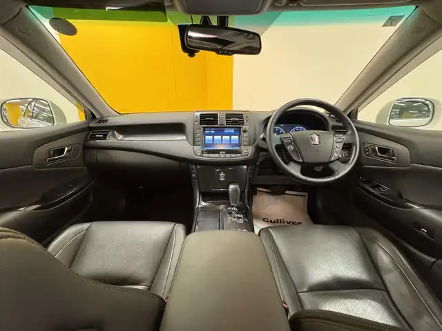 トヨタ クラウン ハイブリッド 群馬県 2009(平21)年 6.9万km ホワイトパールクリスタルシャイン サンルーフ/純正HDDナビ/　　フルセグ/BT/CD/DVD/    AM/FM/MD/HDD/AUX/バックカメラ/クルーズコントロール/リヤスポイラー/全席パワーシート/全席シートヒーター/前席エアーシート/オートLEDヘッドライト/フォグランプ/純正18AW/純正フロアマット/ビルドインETC