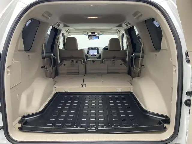 トヨタ ランドクルーザー プラド TX Lパッケージ 愛知県 2022(令4)年 0.9万km ホワイトパールクリスタルシャイン メーカーナビ　ムーンルーフ　ベージュ革シート　全方位カメラ　シートヒーター　前後ドラレコ　ＢＳＭ　ＥＴＣ２．０　セーフティセンス　衝突軽減　追従クルコン　コーナーセンサー　ＬＥＤオートライト　フォグ　TVキャンセラー　スペアタイヤ　純正フロアマット　ドアバイザー　ルーフレール　純正フロアマット