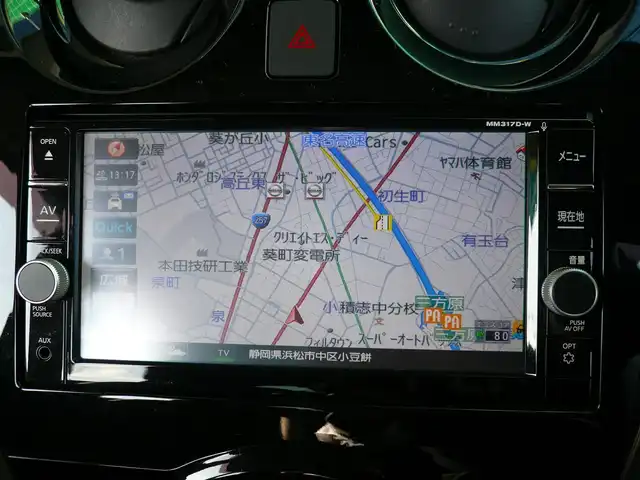 日産 ノート e－パワー メダリスト 静岡県 2017(平29)年 3万km シャイニングブルー ワンオーナー /禁煙車/純正SDナビ：MM317D-W/(CD/DVD/SD/BT/フルセグTV/)/ナビ連動前方ドライブレコーダー/デジタルインナーミラー/合皮コンビシート/インテリジェントアラウンドビューモニターセット/・踏み間違い衝突防止アシスト/・フロントバックソナー/・インテリジェントアラウンドヴューモニター/・スマートルームミラー/日産正規ディーラー点検記録簿有り/R7/R6/R5/R4/R2/H30//インテリジェントエマージェンシーブレーキ/車線逸脱警報　インテリジェントクルーズコントロール/車線逸脱防止支援システム/ETC/プッシュスタート　スマートキー/純正フロアマット　ドアバイザー/保証書　取扱説明書　スペアキー1本