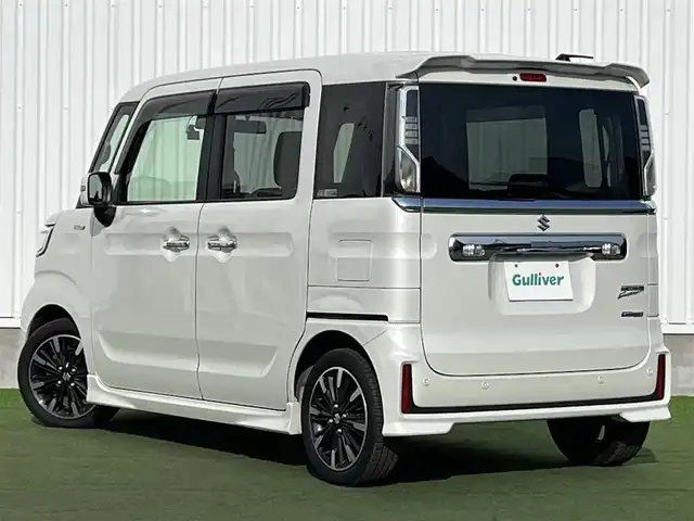 スズキ スペーシア カスタム HYBRID XS ターボ 香川県 2019(令1)年 5.6万km ピュアホワイトP 登録時走行距離：55501km/カロッツェリアナビ/　CD DVD BT　フルセグTV/バックカメラ/両側パワースライドドア/衝突被害軽減装置/レーンキープアシスト/クルーズコントロール/クリアランスソナー/横滑り防止装置/アイドリングストップ/ETC/ドライブレコーダー/ハーフレザーシート/シートヒーター/サンシェード/サーキュレータ/革巻きステアリング/スラアリングリモコン/パドルシフト/プッシュスタート/スマートキー