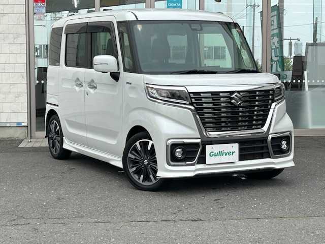 スズキ スペーシア カスタム HYBRID XS ターボ 青森県 2020(令2)年 5.1万km ピュアホワイトP ワンオーナー/turbo/4WD/AV一体型ナビゲーション（BlueTooth/フルセグ）/両側パワースライドドア/LEDヘッドライト/フォグランプ/ハーフレザーシート/前席シートヒーター/スリムサーキュレーター/ヘッドアップディスプレイ/後部コーナーセンサー/スペアキー/保証書/取扱説明書/ナビ説明書