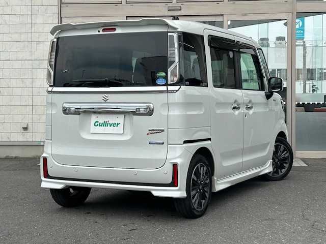 スズキ スペーシア カスタム HYBRID XS ターボ 青森県 2020(令2)年 5.1万km ピュアホワイトP ワンオーナー/turbo/4WD/AV一体型ナビゲーション（BlueTooth/フルセグ）/両側パワースライドドア/LEDヘッドライト/フォグランプ/ハーフレザーシート/前席シートヒーター/スリムサーキュレーター/ヘッドアップディスプレイ/後部コーナーセンサー/スペアキー/保証書/取扱説明書/ナビ説明書