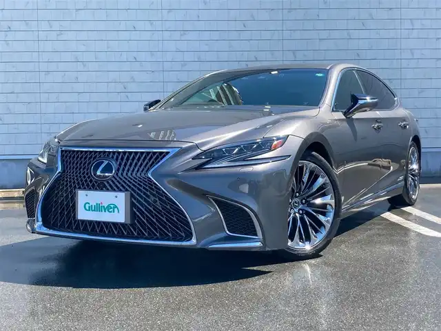 レクサス ＬＳ 500h バージョンL 静岡県 2019(令1)年 7.2万km マンガンラスター Toyota Safety Sense/純正ナビ/　AM FM CD DVD Bluetooth USB AUX/フルセグTV/ビルトインETC2.0/LEDオートヘッドランプ/全席シートヒーター＆シートベンチレーション/レーダークルーズコントロール/デジタルインナーミラー/パワートランクリッド/純正20インチアルミホイール/ヘッドアップディスプレイ/電動リアサンシェード/スマートキー2本＆カードキー1枚/アラウンドビューモニター/ドライブレコーダー/ブラウンレザーシート/全席パワーシート