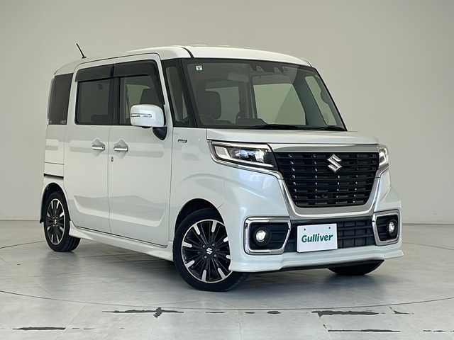 スズキ スペーシア カスタム HYBRID XS 沖縄県 2021(令3)年 5.2万km ピュアホワイトP 純正８インチナビ/（Ｂｌｕｅｔｏｏｔｈ　フルセグTV　ＣＤ　ＤＶＤ）/全方位モニター/ドライブレコーダー/クルーズコントロール/両側パワースライドドア/コーナーセンサー/衝突軽減ブレーキ/ヘッドアップディスプレイ/革巻きステアリング/シートヒーター/ハーフレザーシート/純正15インチアルミホイール/LEDヘッドライト/オートライト/ドアバイザー