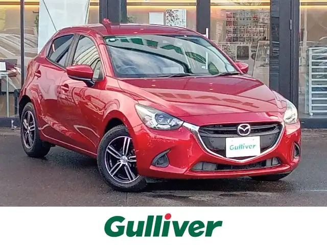 マツダ デミオ 13S 福井県 2018(平30)年 5万km ソウルレッドクリスタルM マツダコネクト７インチセンターディスプレイナビ/（Bluetooth/FM/AM/USB）/CELLSTARレーダー探知機（AR920AT）/CELLSTARドライブレコーダー（CS-21FH）/スマートキー/プッシュスタート/社外ETC/シートヒーター（D+N席）/LEDヘッドライト/オートライト/コーナーセンサー後/社外AW15インチ