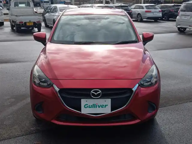 マツダ デミオ 13S 福井県 2018(平30)年 5万km ソウルレッドクリスタルM マツダコネクト７インチセンターディスプレイナビ/（Bluetooth/FM/AM/USB）/CELLSTARレーダー探知機（AR920AT）/CELLSTARドライブレコーダー（CS-21FH）/スマートキー/プッシュスタート/社外ETC/シートヒーター（D+N席）/LEDヘッドライト/オートライト/コーナーセンサー後/社外AW15インチ