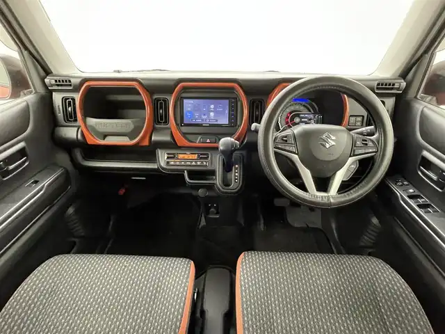 スズキ ハスラー HYBRID G ターボ 熊本県 2020(令2)年 3.6万km バーミリオンオレンジ/ガンメタリック2トーン ワンオーナー　/社外ナビMDV-D407BTW（ＣＤ・ＤＶＤ・フルセグ・ＢＴ・ＳＤ）/前席シートヒーター　/スズキセーフティサポート/・衝突軽減ブレーキデュアルカメラブレーキ/・アダブティブクルーズコントロール/・レーンキープアシスト/・標識認識機能/・踏み間違い防止/・オートマチックハイビーム/横滑り防止/アイドリングストップ/後ろのみコーナーセンサー/パドルシフト/社外フロアマット/オートライト/スマートキー/プッシュスタート/スペアキー1本/保証書/取扱説明書