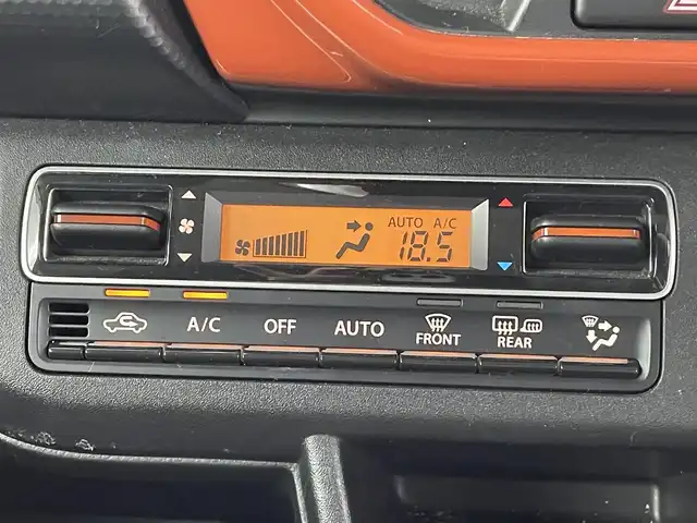 スズキ ハスラー HYBRID G ターボ 熊本県 2020(令2)年 3.6万km バーミリオンオレンジ/ガンメタリック2トーン ワンオーナー　/社外ナビMDV-D407BTW（ＣＤ・ＤＶＤ・フルセグ・ＢＴ・ＳＤ）/前席シートヒーター　/スズキセーフティサポート/・衝突軽減ブレーキデュアルカメラブレーキ/・アダブティブクルーズコントロール/・レーンキープアシスト/・標識認識機能/・踏み間違い防止/・オートマチックハイビーム/横滑り防止/アイドリングストップ/後ろのみコーナーセンサー/パドルシフト/社外フロアマット/オートライト/スマートキー/プッシュスタート/スペアキー1本/保証書/取扱説明書