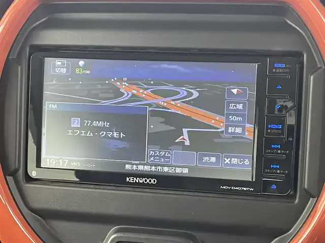 スズキ ハスラー HYBRID G ターボ 熊本県 2020(令2)年 3.6万km バーミリオンオレンジ/ガンメタリック2トーン ワンオーナー　/社外ナビMDV-D407BTW（ＣＤ・ＤＶＤ・フルセグ・ＢＴ・ＳＤ）/前席シートヒーター　/スズキセーフティサポート/・衝突軽減ブレーキデュアルカメラブレーキ/・アダブティブクルーズコントロール/・レーンキープアシスト/・標識認識機能/・踏み間違い防止/・オートマチックハイビーム/横滑り防止/アイドリングストップ/後ろのみコーナーセンサー/パドルシフト/社外フロアマット/オートライト/スマートキー/プッシュスタート/スペアキー1本/保証書/取扱説明書