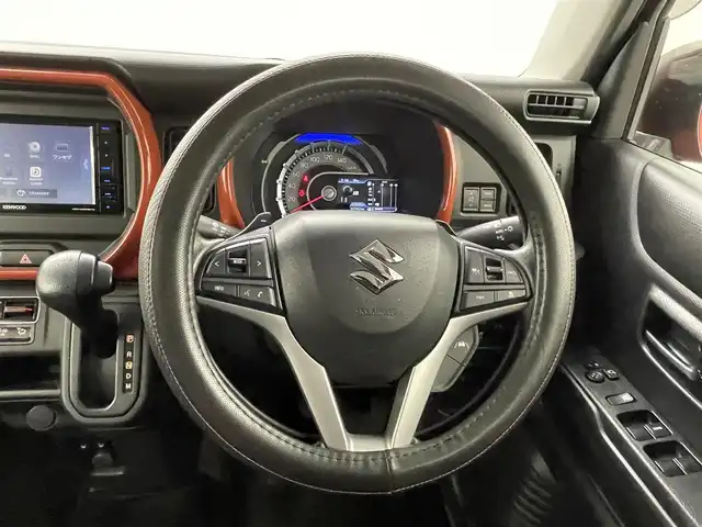 スズキ ハスラー HYBRID G ターボ 熊本県 2020(令2)年 3.6万km バーミリオンオレンジ/ガンメタリック2トーン ワンオーナー　/社外ナビMDV-D407BTW（ＣＤ・ＤＶＤ・フルセグ・ＢＴ・ＳＤ）/前席シートヒーター　/スズキセーフティサポート/・衝突軽減ブレーキデュアルカメラブレーキ/・アダブティブクルーズコントロール/・レーンキープアシスト/・標識認識機能/・踏み間違い防止/・オートマチックハイビーム/横滑り防止/アイドリングストップ/後ろのみコーナーセンサー/パドルシフト/社外フロアマット/オートライト/スマートキー/プッシュスタート/スペアキー1本/保証書/取扱説明書