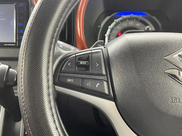 スズキ ハスラー HYBRID G ターボ 熊本県 2020(令2)年 3.6万km バーミリオンオレンジ/ガンメタリック2トーン ワンオーナー　/社外ナビMDV-D407BTW（ＣＤ・ＤＶＤ・フルセグ・ＢＴ・ＳＤ）/前席シートヒーター　/スズキセーフティサポート/・衝突軽減ブレーキデュアルカメラブレーキ/・アダブティブクルーズコントロール/・レーンキープアシスト/・標識認識機能/・踏み間違い防止/・オートマチックハイビーム/横滑り防止/アイドリングストップ/後ろのみコーナーセンサー/パドルシフト/社外フロアマット/オートライト/スマートキー/プッシュスタート/スペアキー1本/保証書/取扱説明書