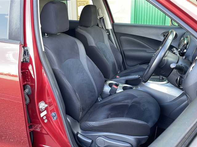 日産 ジューク 15RX Vセレクション 岐阜県 2016(平28)年 8.6万km ラディアントレッド 禁煙車/純正ナビ/Bluetooth/衝突軽減ブレーキ/レーンキープアシスト/アイドリングストップ/バックカメラ/ドライブレコーダー/ETC/純正アルミホイール/純正フロアマット/ドアバイザー/プッシュスタート/オートライト/オートエアコン/スマートキー/スペアキー