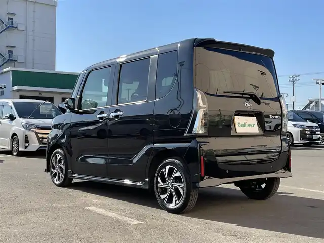ダイハツ タント カスタム X 東京都 2025(令7)年 0.3万km ブラックマイカメタリック 純正９型スマホ連携ＤＡ＆フルセグ　/・AppleCarPlay/AndroidAuto /・Bluetooth/両側パワースライドア /LEDヘッドライト /ecoIDLE /スマートアシスト　/・衝突回避支援ブレーキ/・衝突警報機能/・ブレーキ制御付誤発進抑制機能/・車線逸脱抑制機能/・ふらつき警報/・標識認識機能/電動パーキングブレーキ　/コーナーセンサー /キーフリーシステム/保証書＆取説