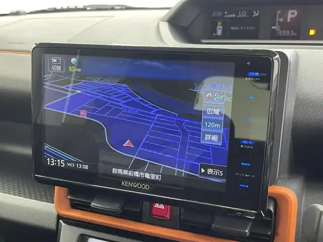 ダイハツ タント ファンクロスターボ 群馬県 2023(令5)年 2万km サンドベージュメタリック 社外８型ナビ　Ｂカメラ　スマアシ　衝突軽減　レーンキープ　ＡＨＢ　コーナーセンサー　社外電子ミラー　前後ドラレコ　ビルトインＥＴＣ　シートヒーター　ＬＥＤヘッド　プッシュスタート　純正アルミ　禁煙車