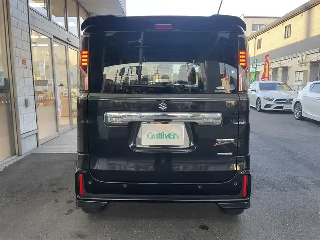 スズキ スペーシア カスタム HYBRID XS ターボ 愛知県 2018(平30)年 7万km ブルーイッシュブラックパール3 IC付ターボ/両側パワースライドドア/純正メモリナビ〈CN-RZ83〉/・DVD／Bluetooth／地デジTV/パノラミックビューモニター/クルーズコントロール/ヘッドアップディスプレ/合皮＆ファブリックコンビシート/運転席シートヒーター/LEDヘッドライト＆フォグランプ/サイドスポイラー＆リアスポイラー/エコクール／リアヒーターダクト/後席左右パーソナルテーブル/スズキセーフティサポート/・デュアルセンサーブレーキサポート/・誤発進抑制機能/・車線逸脱警報/・ふらつき警報/・先行車発進告知機能/・リアパーキングセンサー/ビルトインETC/GPSレーダー〈GWR81sd〉/前方ドライブレコーダー〈DRV517S〉/スマートキー＆プッシュスタート/純正15インチAW