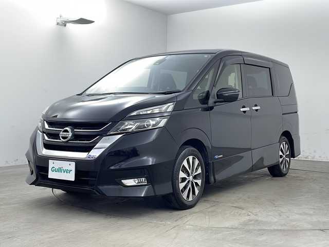 日産 セレナ ハイウェイスター 兵庫県 2017(平29)年 5.6万km ダイヤモンドブラック ・社外ナビ（MDV-D5048TW）/CD/DVD/SD/Bluetooth/TV/・バックカメラ/・両側パワースライドドア/・左側タッチフリースライドドア/・ドライブレコーダー/・インテリジェントキー/・プッシュスタート/・アイドリングストップ/・ＬＥＤヘッドライト/・クルーズコントロール/・エマージェンシーブレーキ/・レーンキープアシスト/・保証書/・取扱説明書
