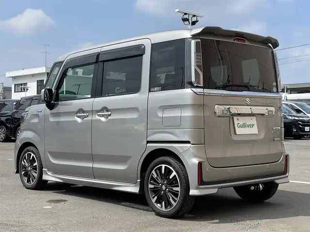 スズキ スペーシア カスタム HYBRID XS ターボ 東京都 2017(平29)年 5.5万km スチールシルバーM 8インチナビ/バックカメラ/フルセグTV/デュアルセンサーブレーキサポート/両側パワースライドドア/衝突軽減システム/ハーフレザーシート/レーンキープアシスト/コーナーセンサー（後ろのみ）/運転席のみシートヒーター/プッシュスタート/ETC/純正アルミホイール/フォグランプ/ウインカーミラー/純正ドアバイザー