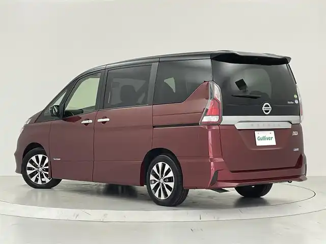 日産 セレナ ハイウェイスター Vセレクション 大阪府 2017(平29)年 7万km マルーンレッド 2トーン セーフティパックB/　・踏み間違い衝突防止アシスト/　・インテリジェントパーキングアシスト/　・進入禁止標識検知/　・インテリジェントルームミラー/　・電動パーキングブレーキ/　・オートブレーキホールド/　・プロパイロット/社外ナビ【CD/DVD/Bluetooth/ワンセグ】/アラウンドビューモニター/フリップダウンモニター/両側パワースライドドア/ビルトインETC/フロアマット