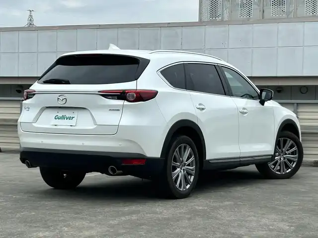マツダ ＣＸ－８ XD エクスクルーシブモード 静岡県 2022(令4)年 2.7万km スノーフレイクホワイトパールマイカ ４ＷＤ/衝突軽減システム/純正ＳＤナビ/フルセグＴＶ/ＢＴオーディオ/ＥＴＣ2.0/全周囲カメラ/レザーシート/シートヒーター/エアシート/パワーシート/ハンドルヒーター/ダブルエアコン/サンルーフ/ガラスルーフ/ルーフレール/前後コーナーセンサー/電動リアゲート(フットセンサー)/追従機能付クルコン/ＬＡＳ(レーンキープアシストシステム)/スペアキー/カーテンエアバッグ/LEDヘッドライト/オートライト/純正フロアマット/純正１９ＡＷ