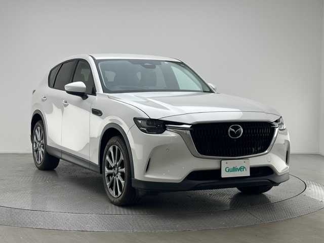 マツダ ＣＸ－６０ 25S Lパッケージ 兵庫県 2023(令5)年 2.6万km ロジウムホワイトプレミアムメタリック 純正ディスプレイオーディオ/純正SDナビ、Bluetooth、HDMI、スマートフォン連携、USB/フルセグ/ワイヤレス充電/ETC/HUD/ACC/LKA/BSM/PCS/ドライバー異常時対応システム/コーナーセンサー/パドルシフト/アイドリングストップ/レザーシート/シートヒーター/ステアリングヒーター/パワーバックドア/LEDヘッドライト/LEDフォグランプ/シースルービュー/オートハイビーム/純正ラバーマット/純正２０AW