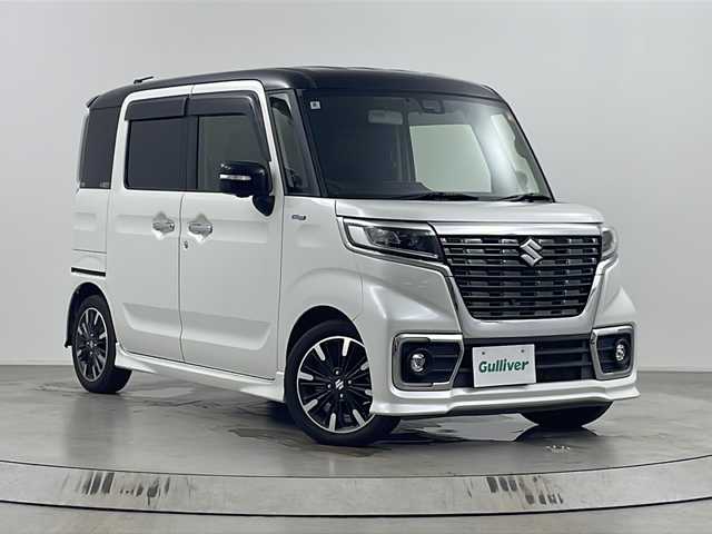 スズキ スペーシア カスタム HYBRID XS ターボ 埼玉県 2020(令2)年 4.9万km ピュアホワイトパール/ブラック2トーン 純正メモリナビ/　AM/FM/CD/DVD/BT/フルセグTV　/全方位カメラ　/シートヒーター　/ＥＴＣ　/衝突軽減システム　/クルーズコントロール　/両側パワースライドドア　/コーナーセンサー　/レーンキープアシスト　/パドルシフト　/純正１５インチアルミホイール/オートライト/純正フロアマット/ドアバイザー