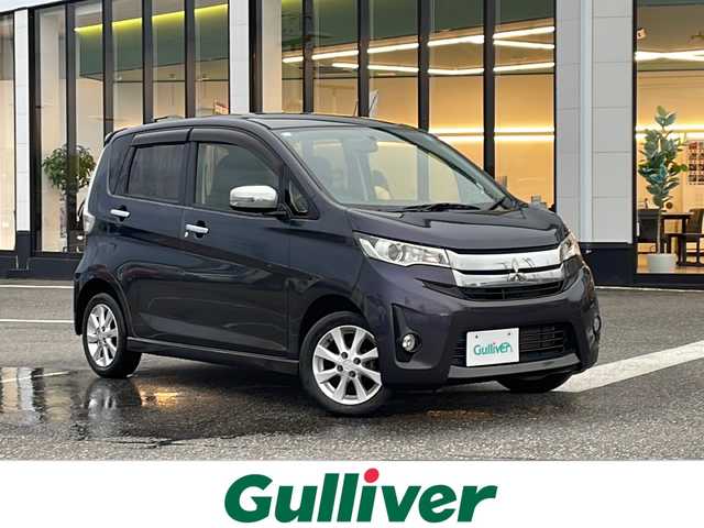 三菱 ｅＫカスタム G 新潟県 2013(平25)年 6万km パープリッシュネイビーパール 純正ナビ/バックカメラ/スペアキー/純正アルミホイール/冬用タイヤ積載/ドアバイザー/電格ミラー