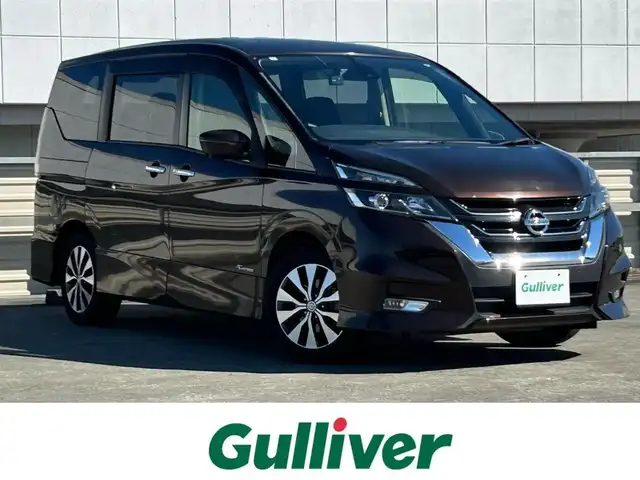 日産 セレナ ハイウェイスター 静岡県 2017(平29)年 3.9万km インペリアルアンバーP 純正7インチナビ/（FM/AM/iPod/SD/CD/DVD/Bluetooth）/ドラレコ前後/ETC/クルーズコントロール/コーナーセンサー前後/オートライト/LEDヘッドライト/純正フロアマット/両側電動スライドドア/パーキングアシスト/VDC/・VDC機能/・TCS（トラクションコントロールシステム）機能/・ブレーキLSD（リミテッドスリップデフ）機能