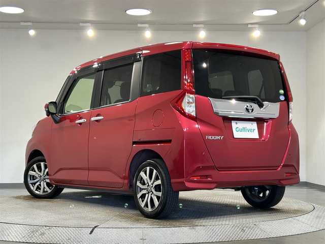 トヨタ ルーミー カスタムG－T 愛知県 2018(平30)年 3.7万km マゼンタベリーマイカM 純正SDナビ(NSCD-W66)/(Bluetooth/フルセグTV/CD/AM/FM/SD)/スマートアシスト　/　　-衝突回避支援ブレーキ/　　-車線逸脱警報/　　-ふらつき警報/　　-先行車発進お知らせ/　　-コーナーセンサー/　　-オートクルーズコントロール/　　-標識認識機能/両側パワースライドドア　/ビルトインＥＴＣ　/ＬＥＤヘッドライト/LEDフォグランプ　/バックカメラ　/ドライブレコーダー　/アイドリングストップ　/横滑り防止装置/純正フロアマット　/プッシュスタート/　　-スマートキー/後席サンバイザー