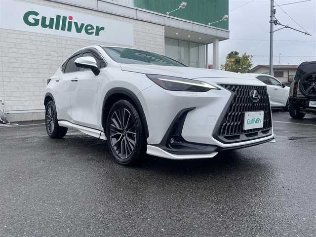 レクサス ＮＸ 250 バージョンL 神奈川県 2023(令5)年 1.1万km ソニッククォーツ 14インチディスプレイオーディオプラス/　・全方位カメラ/　・フルセグTV/BT/AppleCarPlay/AndroidAuto/OP/　・純正エアロ/　・ムーンルーフ/Lexus Safety System ＋/　・レーンディパーチャーアラート/　・レーントレーシングアシスト/　・レーダークルーズコントロール/　・ロードサインアシスト/　・発進遅れ告知機能/　・ドライバー異常時対応システム/　・プロアクティブドライビングアシスト/本革シート/　・前席シートベンチレーション＋シートヒーター/　・後席シートヒーター/ビルトインETC2.0/前後ドライブレコーダー/AC100V/100W/ハンズフリーパワーバックドア/スマートキー×3