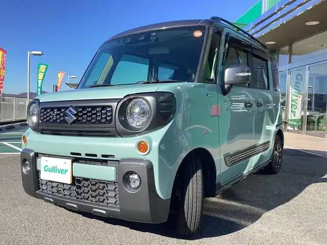 スズキ スペーシア ギア HYBRID XZ 奈良県 2022(令4)年 4.5万km オフブルーメタリック/ガンメタリック2トーンルーフ 純正８インチメモリーナビ(フルセグ・DVD・BT)/クルーズコントロール/プッシュスタート/ビルトインETC/スマートキー２個/シートヒーター/両側パワースライドドア/純正１４インチアルミ