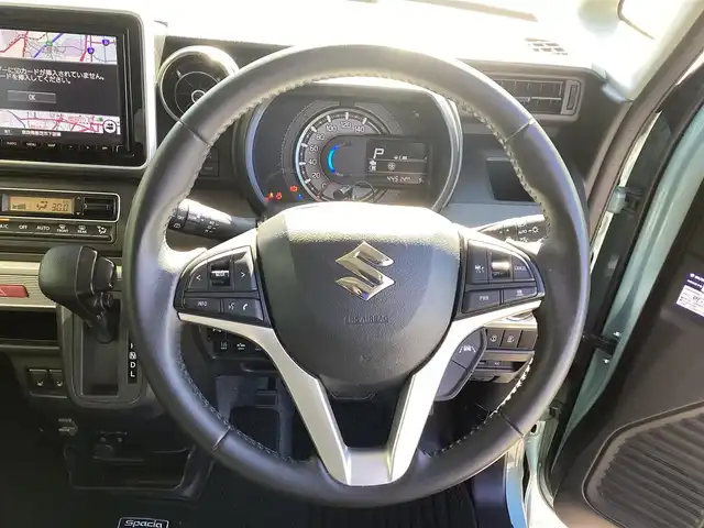 スズキ スペーシア ギア HYBRID XZ 奈良県 2022(令4)年 4.5万km オフブルーメタリック/ガンメタリック2トーンルーフ 純正８インチメモリーナビ(フルセグ・DVD・BT)/クルーズコントロール/プッシュスタート/ビルトインETC/スマートキー２個/シートヒーター/両側パワースライドドア/純正１４インチアルミ