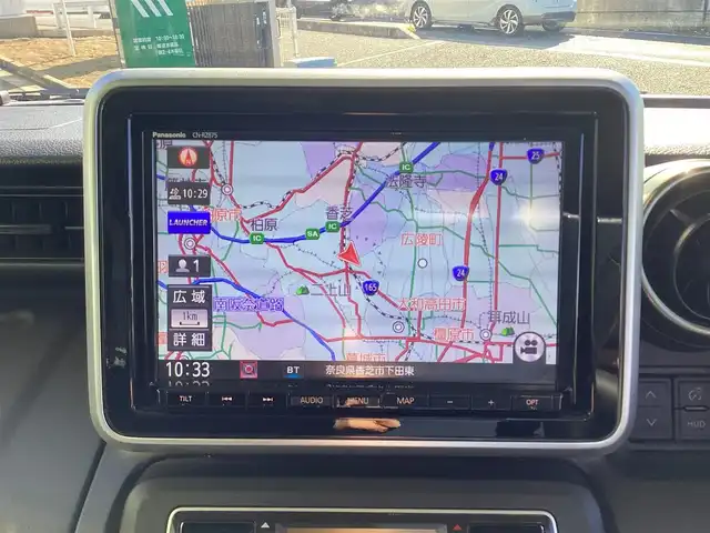 スズキ スペーシア ギア HYBRID XZ 奈良県 2022(令4)年 4.5万km オフブルーメタリック/ガンメタリック2トーンルーフ 純正８インチメモリーナビ(フルセグ・DVD・BT)/クルーズコントロール/プッシュスタート/ビルトインETC/スマートキー２個/シートヒーター/両側パワースライドドア/純正１４インチアルミ