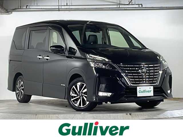 日産 セレナ ハイウェイスター V 広島県 2021(令3)年 2.1万km ダイヤモンドブラック 禁煙/セーフティパックA/エマージェンシーブレーキ/車線逸脱警報/ハイビームアシスト/道路標識認識/BSW/プロパイロット/両側パワースライドドア/純正ナビ【MJ320D-W】/・フルセグ/CD/DVD/SD/Bluetooth/アラウンドビューモニター/インテリジェントルームミラー/革巻きステアリング/ステアリングスイッチ/オートライト/スマートキー/プッシュスタート/電動パーキングブレーキ/オートホールド/LEDヘッドライト/フォグランプ/ETC/純正フロアマット/純正ドアバイザー/アイドリングストップ/オートデュアルエアコン、リヤヒーターダクト/純正１６インチアルミホイール/取説/保証書