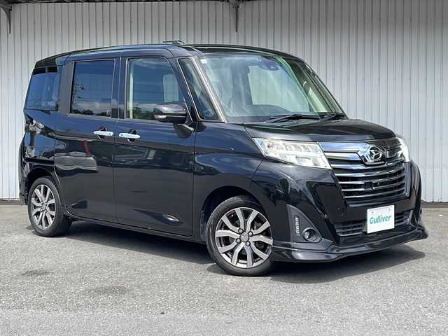 ダイハツ トール カスタムG ターボ SAⅡ 長野県 2017(平29)年 4.3万km ブラックマイカメタリック ターボ/純正９インチナビフルセグTV/全周囲カメラ/ETC/両側パワースライドドア/アルパインフリップダウンモニター/コーナーセンサー /クルーズコントロール/純正１５インチアルミ/保証書・取説/スペアキー