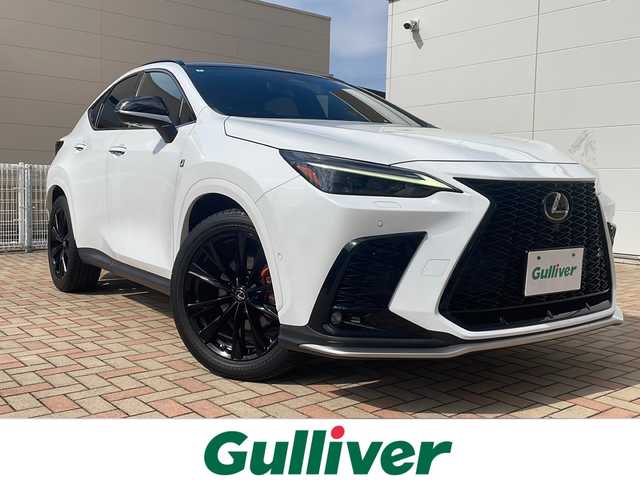 レクサス ＮＸ 350h Fスポーツ 鳥取県 2022(令4)年 2.8万km ホワイトノーヴァガラスフレーク ワンオーナー/オートモード４WD/スマートキーx２カードキー/レッド・ブラックレザー/ダブルサンルーフ/オレンジキャリパー/グロスブラック20インチAW/デジタルインナーミラー/電動ラッジドア/全方位カメラ/プリクラッシュセーフティ/ブラインドスポット/レーンデパーチャー/アダクティブクルーズ/インテリソナー/オートハイビーム/360度ドライブレコーダー/パークングアシスト/メーカーナビゲーション/フルセグ・Bluetooth・DVD再生/パドルシフト/前席パワーシート/エアーシート・ヒーター/AC100V電源/LEDヘッドライト/LEDフォグ/ビルトインETC/保証書・取説