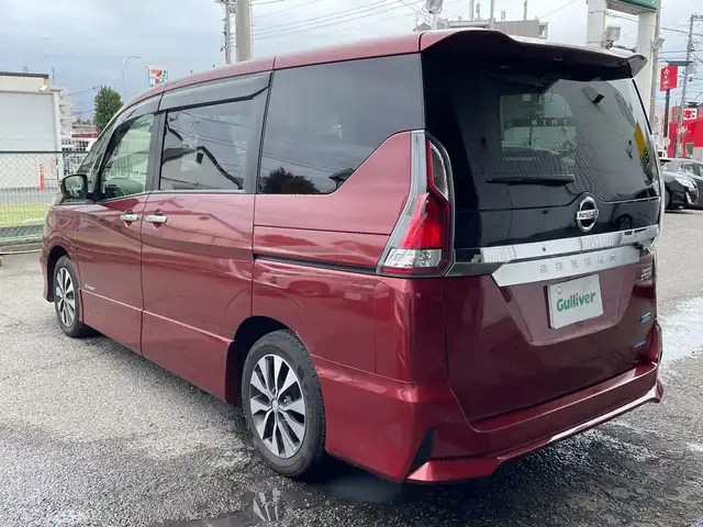 日産 セレナ ハイウェイスター Vセレクション 神奈川県 2018(平30)年 4.4万km マルーンレッド ワンオーナー/プッシュスタート/スペアキー1本/ビルトインETC/自動駐車システム/全方位カメラ/録画機能付きデジタルインナーミラー/クルーズコントロール/プリクラッシュ/車線逸脱防止装置/本革ステアリング/オートライト/LEDライト/フォグランプ/両側パワースライドドア/ハンズフリースライドドア/アイドリングストップ/横滑り防止装置