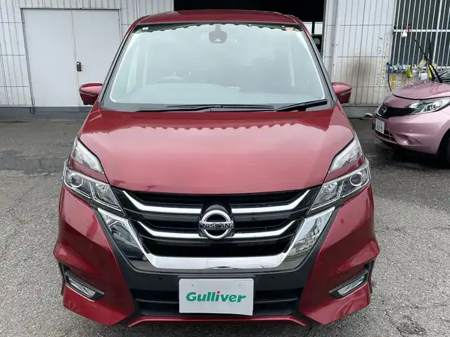 日産 セレナ ハイウェイスター Vセレクション 神奈川県 2018(平30)年 4.4万km マルーンレッド ワンオーナー/プッシュスタート/スペアキー1本/ビルトインETC/自動駐車システム/全方位カメラ/録画機能付きデジタルインナーミラー/クルーズコントロール/プリクラッシュ/車線逸脱防止装置/本革ステアリング/オートライト/LEDライト/フォグランプ/両側パワースライドドア/ハンズフリースライドドア/アイドリングストップ/横滑り防止装置