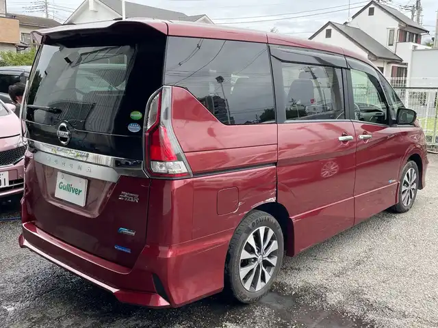 日産 セレナ ハイウェイスター Vセレクション 神奈川県 2018(平30)年 4.4万km マルーンレッド ワンオーナー/プッシュスタート/スペアキー1本/ビルトインETC/自動駐車システム/全方位カメラ/録画機能付きデジタルインナーミラー/クルーズコントロール/プリクラッシュ/車線逸脱防止装置/本革ステアリング/オートライト/LEDライト/フォグランプ/両側パワースライドドア/ハンズフリースライドドア/アイドリングストップ/横滑り防止装置