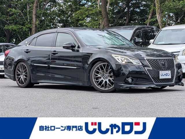 トヨタ クラウン アスリート 栃木県 2014(平26)年 13.5万km ブラック (株)IDOMが運営する【じしゃロン宇都宮店】の自社ローン専用車両になりますこちらは現金またはオートローンご利用時の価格です。自社ローンご希望の方は別途その旨お申付け下さい/車高調　/ＲＡＹＳ１９インチホイール　/エアロ　/ＥＴＣ　/純正ナビ　/フルセグTV　/Ｂｌｕｅｔｏｏｔｈ接続　/ＵＳＢ接続　/ＣＤ／ＤＶＤ／ＳＤ再生　/クルーズコントロール　/横滑り防止装置