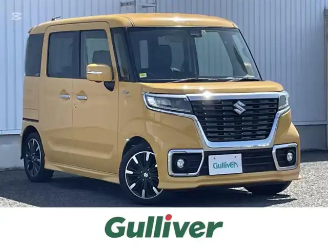 スズキ スペーシア カスタム HYBRID XS 熊本県 2018(平30)年 6.5万km アクティブイエロー 社外ＳＤナビ/・Blootooth/CD/DVD/USB/AM/FM/ipod/マルチAVブラウザ/SD/SMARTUSEN/・フルセグＴＶ/全方位カメラ/両側パワースライドドア/スズキセーフティサポート/・デュアルカメラブレーキサポート/・後退時ブレーキサポート/・ハイビームアシスト/・車線逸脱抑制機能/・ふらつき防止機能/車両接近通報装置/ヘッドアップディスプレイ/コーナーセンサー/ＬＥＤヘッドライト/ステアリングスイッチ/ロールサンシェード/エアバッグW＋サイド/オートライト/D席シートヒーター/盗難防止装置/革巻きステアリング/パワーモード/純正アルミホイール/純正フロアマット/スマートキー/ベンチシート/電動格納ミラー/ウィンカーミラー/フォグランプ